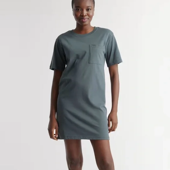 Quince | Dresses | Quince 0 Organic Cotton Relaxed Tshirt Dress Dark Olive  Small Nwt | Poshmark